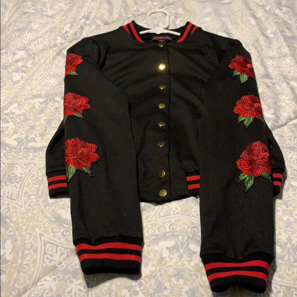 🔥 😍 RARE MATERIAL GIRL RETRO jacket w Roses